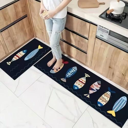 2PCS PU Leather Foam Kitchen Floor Mat, Waterproof Non-slip for Kitchen, Home, Office - Toytexx 2PCS PU Leather Foam Kitchen Floor Mat, Waterproof Non-slip for Kitchen, Home, Office - Toytexx